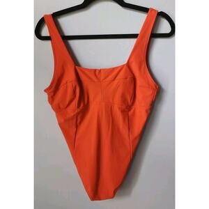 Sweaty Betty Brook Extra Life Orange One Piece Bathing Suit Womens Sz XL